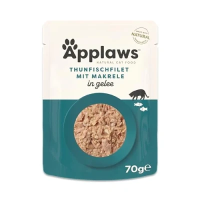 Abbildung von Applaws Premium Natural Katzenfutter Nass, Thunfisch mit Makrele in Gelee 70g Beutel (16x70g)