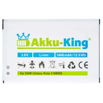 Abbildung von Akku King kompatibel mit Samsung B800BE, B800BK, B800BU Li Ion 3200mAh für Galaxy Note 3 N9005, N9002, N9000