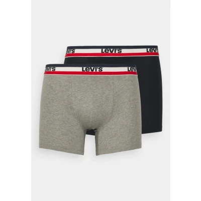 Abbildung von Levi&#039;s MEN LOGO Boxer Brief 2 PACK Panties, Herren, Größe: Large, Middle grey melange
