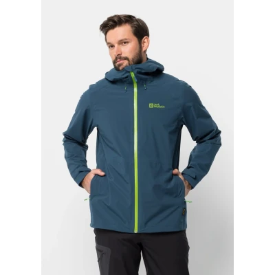 Abbildung von Jack Wolfskin Highest PEAK Regenjacke / wasserabweisende Jacke, Herren, Größe: Large, Dark sea
