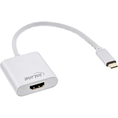 Abbildung von InLine 64101S USB Display Konverter, Typ C Stecker zu HDMI Buchse (DP Alt Mode), 4K2K, silber, 0.2m