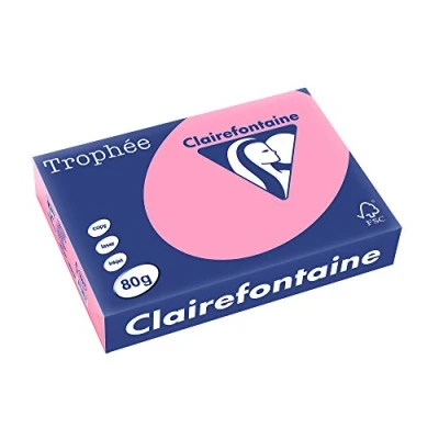 Abbildung von Clairefontaine 1997C Ries Druckerpapier / Kopierpapier Trophee, Pastell Farben, DIN A4, 80g, 500 Blatt, Heckenrosa, 1