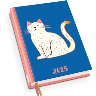 Abbildung von DUMONT Taschenkalender White Cat 2025, 11,3x16,3cm, Terminplaner mit Wochenkalendarium, zwei Lesebändchen und vielen Sonderseiten