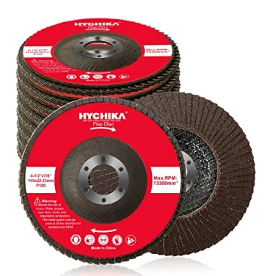 Abbildung von HYCHIKA Fächerschleifscheiben Professional Fächerscheiben Set 10 St, 115 x 22,23 mm in Profi Qualität 13300 RPM Max für Edelstahl, Metall und Holz
