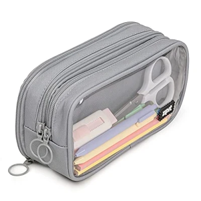 Abbildung von ZIPIT Federmäppchen für Erwachsene und Jugendliche, Tasche mit großem Fassungsvermögen, Stabiler Stift Organizer, grau,