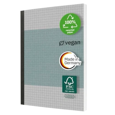 Abbildung von SIGEL SN200 Notizbuch kariert aus Recyclingpapier, ca. A5, hoher Weißegrad, 200 Seiten, nachhaltig: vegan, FSC zertifiziert, Cover Karton