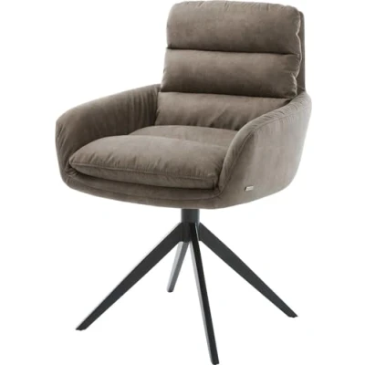 Abbildung von Drehstuhl Abelia Flex mit Armlehnen Mikrofaser Taupe Vintage Kreuzgestell breit Schwarz 360 drehbar Wippfunktion