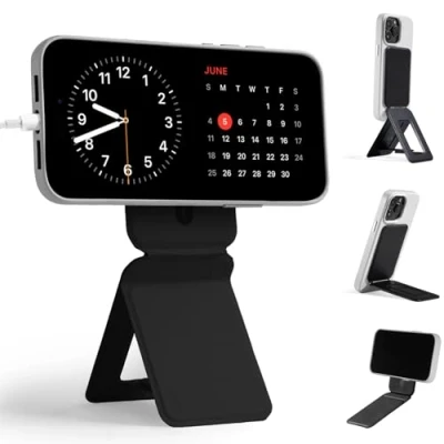 Abbildung von MOFT Stativ für iPhone 16/15/14/13/12 Serie, Snap Unsichtbarer Handy Ständer mit 3 Modi Self Vlogging, Browsen, Makrofotografie, Videoanrufe, Tragbarer Leichter Ständer, Schwarz