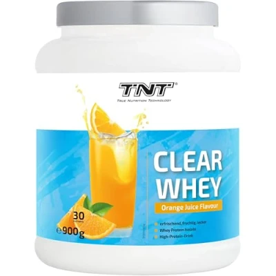 Abbildung von TNT Clear Whey &quot;Orange Juice Flavour&quot; (900g) High Protein Drink Klares Erfrischungsgetränk mit hohem Eiweiß Gehalt Eistee BCAAs