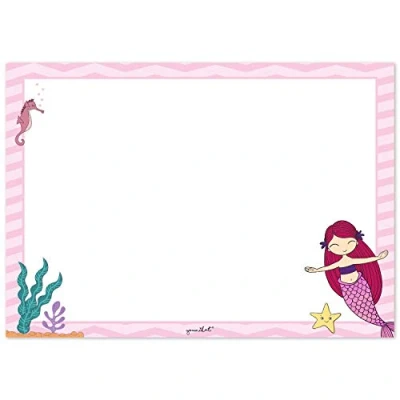 Abbildung von Schreibtischunterlage mit Meerjungfrau Motiv in DIN A3 I 25 Blatt rosa weiß aus Papier zum Abreißen für große und kleine Mädchen dv805
