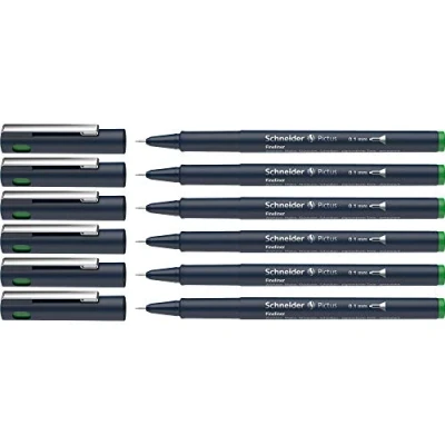 Abbildung von Schneider Pictus Fineliner (Strichstärke 0,1 mm, dokumentenechte Pigmentliner, metallgefasste Spitze, Gehäuse aus 85% recyceltem Kunststoff) 6er Pack, grün