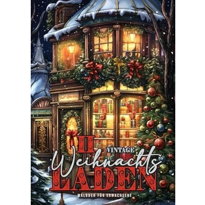 Abbildung von Vintage Weihnachtsladen Malbuch für Erwachsene 2: Weihnachten Graustufen Weihnachtsmalbuch