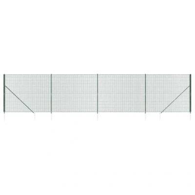 Abbildung von vidaXL Maschendrahtzaun, Gartenzaun Wildzaun mit Bodenhülsen PVC Beschichtung, Drahtzaun Begrenzungszaun für Außenbereich, Drahtgitter Maschendraht, Grün