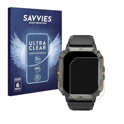 Abbildung von Savvies 6 Stück Schutzfolie für Banlvs Smartwatch 2.02&quot; Displayschutz Folie Ultra Transparent