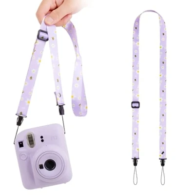 Abbildung von VOVMOEYA Kameragurt Kind,Kameragurt für Kinder kompatibel mit Fujifilm Instax Mini 11/12/8/9/7+ Schnellverschluss Polariod Schultergurt Lila