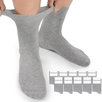 Abbildung von Mowenti Diabetikersocken 10 Paar ohne Gummibund, Mit Baumwolle, Für Damen &amp; Herren Socken Störende Naht, Diabetiker Bund 47 50 Grau Herrensocken Damensocken