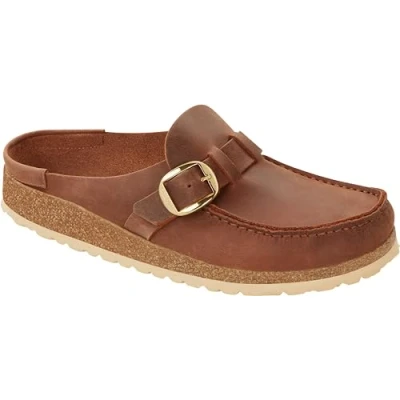 Abbildung von Birkenstock Buckley Pantolette flach, Damen, Größe: 38, Cognac Schuhe