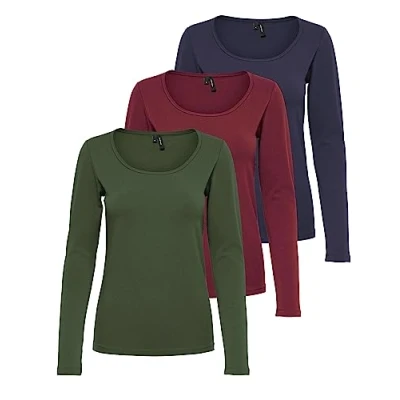 Abbildung von VERO MODA Damen VMMAXI My LS Soft UNECK NOOS 3 Pack, Night Sky/Port Royale &amp; Rifle, L