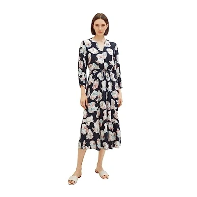 Abbildung von TOM Tailor Gemustertes MIT Volants Freizeitkleid, Damen, Größe: 38, Tie dye flower design