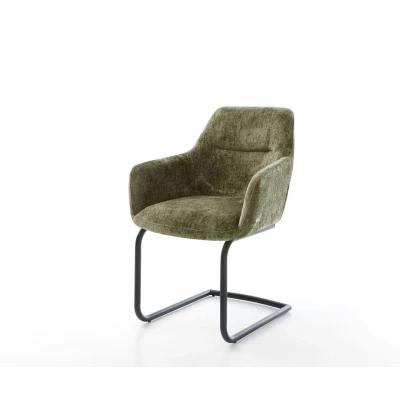 Abbildung von Freischwinger Pejo Flex Chenille Olive rund Schwarz