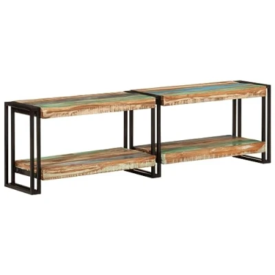 Abbildung von vidaXL TV Schrank, Fernsehschrank mit viel Stauraum, Lowboard für Fernseher Wohnzimmer, Fernsehtisch Möbel HiFi Massives Altholz