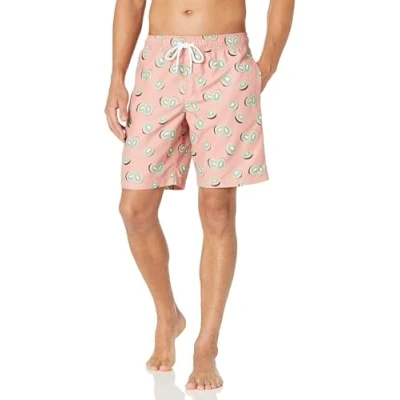 Abbildung von Amazon Essentials Herren Badehose, 23 cm, Mit Lockerer Passform und Schnelltrocknend Auslauffarben, Rosa Früchte, L