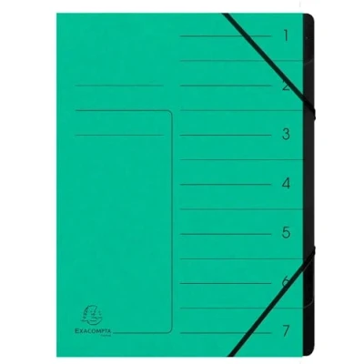 Abbildung von Exacompta 540708E Premium Ordnungsmappe geheftet. Aus extra starkem Colorspan Karton DIN A4 7 schwarze Fächer und 2 Gummizüge mit Organisationsdruck Ringmappe Register Mappe violett
