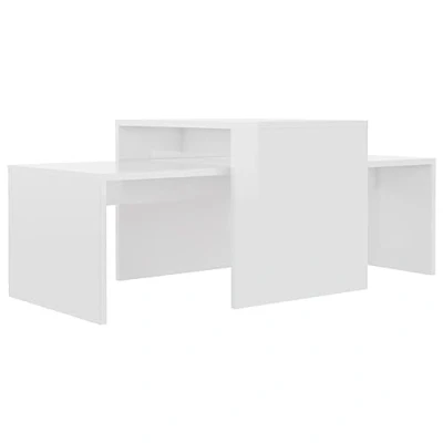 Abbildung von vidaXL Couchtisch Set Beistelltisch Satztisch Sofatisch Kaffeetisch Wohnzimmertisch Teetisch Telefontisch Hochglanz Weiß 100x48x40cm Holzwerkstoff