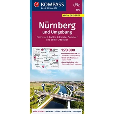 Abbildung von KOMPASS Fahrradkarte 3343 Nürnberg und Umgebung 1:70.000: reiß wetterfest mit Extra Stadtplänen