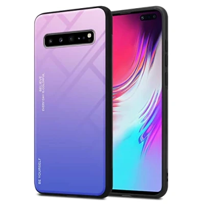 Abbildung von Cadorabo Hülle kompatibel mit Samsung Galaxy S10 5G Schutzhülle TPU Silikon Case Glas Slim Kratzfest Weiche Gummi Rundumschutz für in Schwarz