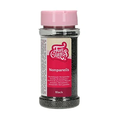 Abbildung von FunCakes Nonpareils Schwarz: Kuchenstreusel, großartiger Geschmack, perfekt zum Dekorieren von Kuchen. 80 g.