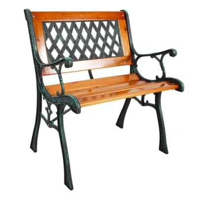 Abbildung von Mojawo Armlehnstuhl Gusseisen Gartensessel Gartenstuhl Outdoorstuhl Holz Natur bis120Kg