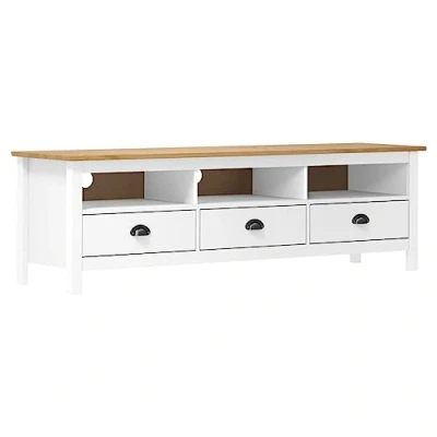 Abbildung von vidaXL TV Schrank Hill Weiß 158x40x47 cm Massivholz Kiefer (1 St)
