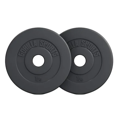 Abbildung von GORILLA SPORTS Hantelscheiben Olympia, 1,25kg 30kg Gewichte, Einzeln / Set, Ø 50mm, aus Kunststoff, Gewichtsscheiben, Olympiascheiben, Schwarz