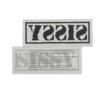 Abbildung von 10 x Großes Stempel Sissy Tattoo Schriftzug in schwarz Kinky Fetish Temporary (10)