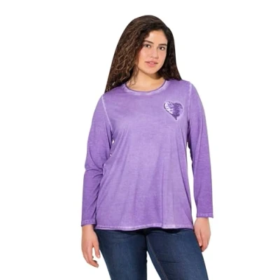Abbildung von Ulla Popken Langarmshirt, Damen, Größe: 46/48, Pale lilac
