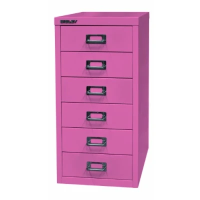 Abbildung von BISLEY MultiDrawer, 29er Serie, DIN A4, 6 Schubladen, Metall, 601 Pink, 38 x 27.9 59 cm