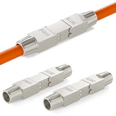 Abbildung von HB DIGITAL 3x CAT 7 LSA werkzeugloser Netzwerkkabel Verbinder STP feldkonfektionierbare Kupplung Adapter Verlängerung für LAN Verlegekabel Ethernet Installationskabel