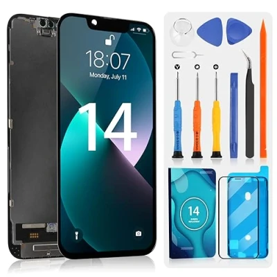 Abbildung von LCD Display für iPhone 14 komplett, Ersatz 6,1 Zoll Touchscreen Digitizer Assembly Kit kompatibel Modell A2649, A2881, A2884, A2883, A2882