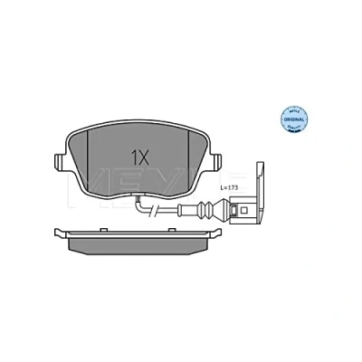 Abbildung von MEYLE 025 235 8118/W Bremsbelagsatz ORIGINAL Quality Vorderachse inkl. Verschleißwarnkontakt mit Anti Quietsch Blech SKODA: Fabia 2 Schrägheck