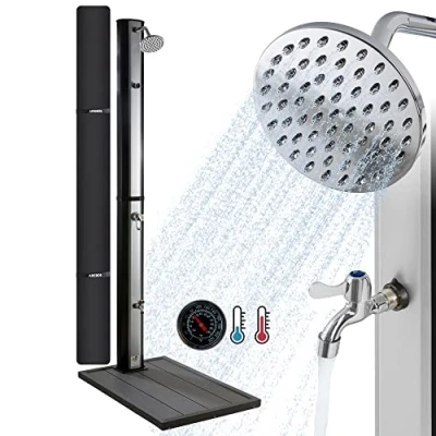 Abbildung von Arebos Solardusche 35L &amp; Bodenelement, mit integriertem Thermometer Fußdusche (Set)