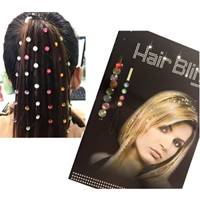 Abbildung von Miya 1 Set Hair Bling bunt Haarschmuck Glitzersteine zum einfädeln Kinder Strassteine steinchen Glitzer Frisur Haarkristalle ohne Hitze HB001 (HB001)