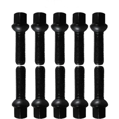 Abbildung von 10 Radschrauben Radbolzen schwarz Kugelbund R14 M14x1,5 35mm