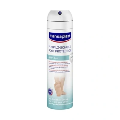 Abbildung von Hansaplast Fußpilz Schutz 2in1 Deo (150 ml), antibakterielles Fußdeo mit 48h vor Fußgeruch, Fußspray zur Vorbeugung von