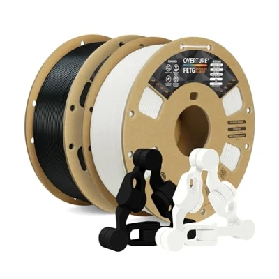 Abbildung von OVERTURE PETG Filament 1.75mm Aufgerüstet, Spule 2kg (4.4lbs), 3D Druck Filament, Maßgenauigkeit +/ 0.02 mm (Schwarz 1kg+Weiß 1kg)