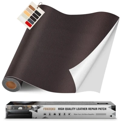 Abbildung von Leder kunstleder selbstklebend, 40 x 200cm Reparatur set, Kit für Möbel, Sofa, Autositze, Taschen, und Renovierung(Dunkelbraun)
