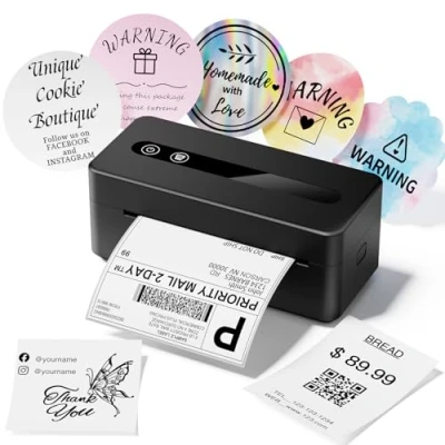 Abbildung von TATTMUSE Bluetooth Etikettendrucker, DHL Label Printer 4x6, Thermo Labeldrucker für Barcode Versandetiketten, Kompatibel mit Smartphones, PC, Amazon, DHL, Etsy, Shopify, Royal Mail, FedEx, UPS etc