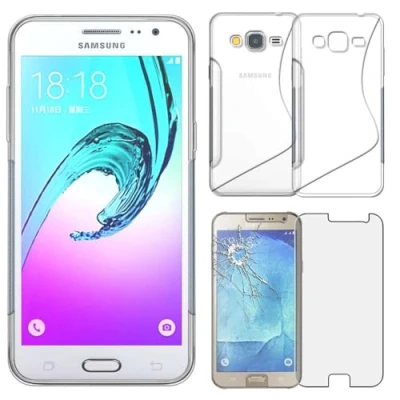 Abbildung von ebestStar kompatibel mit Samsung Galaxy J3 2016 Hülle SM J320F TPU S line Style Silikongel Handyhülle, Schutzhülle Case Cover, Transparent + Panzer Schutz Glas
