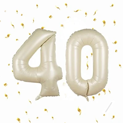 Abbildung von 40 Geburtstag Deko zahlen luftballon jahre Folienballon Beige für 40. Geburtstagsdeko Männer Frauen Ballon Zahl zum fliegt mit Helium 40.Geburtstagsparty 40&quot; 101cm
