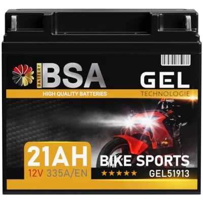 Abbildung von BSA 51913 GEL Motorradbatterie 12V 21Ah 335A/EN Batterie doppelte Lebensdauer entspricht GEL51913 vorgeladen auslaufsicher wartungsfrei